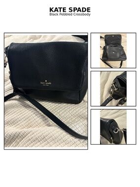 Kate Spade Black Pebble Leather Crossbody Shoulder Bag Tassel